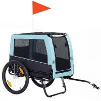 BellaFurn Remorque pour vélo pour chiens, pliable, jusqu'à 20 kg | Couleur : Bleu clair | Dimensions : 70 x 143 x 90 cm