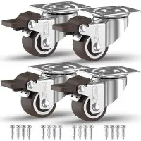 OEM Roues de trolley robustes en caoutchouc - Lot de 4 - Rotation à 360 degrés - Avec fixation par vis