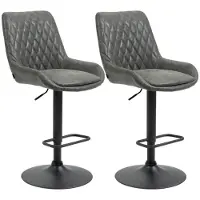 BellaFurn 2 tabourets de bar réglables – Similicuir | Couleur : Gris foncé | Dimensions : 59 x 51 x 97-117 cm