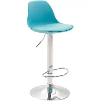 BellaFurn Tabouret de bar Kiel, réglable, avec rembourrage en similicuir et repose-pieds | Couleur : Bleu