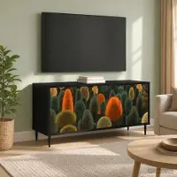 Prolenta Meuble TV exclusif - ZAANDAM, dimensions : 102 x 33 x 51 cm, couleur noire, aspect chêne