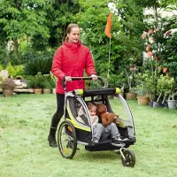 BellaFurn Remorque vélo 2-en-1 pour enfants – Remorque vélo | Couleur : Jaune/Noir | Dimensions : 75x142x101 cm