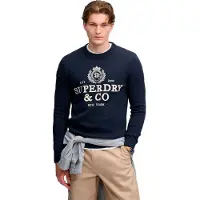 Superdry Homme Pull à Appliqué Graphique Navy Taille: Xxl