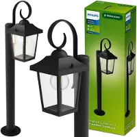 Philips Lampe de jardin sur pied d'extérieur LED E27, poteau de 75 cm, lampadaire IP44, noir, Buzzard