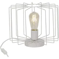 Brilliant Lampe de table Onelia, blanche, Ø 30 cm, max. 60 W, culot E27, sans ampoule, avec interrupteur