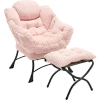 EUAKT GmbH Fauteuil en flanelle, fauteuil à oreilles avec 1 repose-pieds, 1 poche latérale, fauteuil relax avec repose-pieds, fauteuil rembourré avec structure en acier