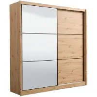Dmora Pelago - Grande armoire, 213x216h cm chêne brun à nœuds, penderie
