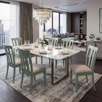 Mendler Ensemble de 6 chaises de salle à manger HWC-G46, chaises de cuisine, revêtues en tissu/textile, structure en bois massif, couleur vert menthe, assise beige