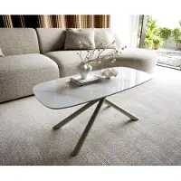DELIFE Table basse Edge forme bateau 100x50 cm céramique Onyx Pearl Sarity métal finition effet titane