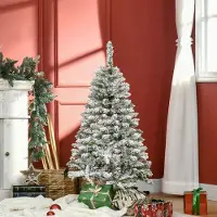 SUGIFT Sapin de Noël artificiel avec effet neige, sapin ignifuge, structure articulée, vert/blanc | 120 cm | Ø 70 cm | 1,5 kg