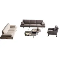 AEA Grau-Beige Sofagarnitur Hochwertiger 4-Sitzer Polstersessel Tisch