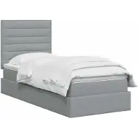 vidaXL Lit coffre avec matelas, gris clair, 90 x 200 cm, tissu