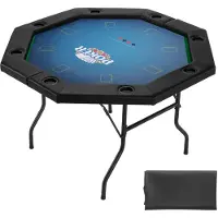 SUGIFT Table pliante de poker pour 8 joueurs (1325 mm), table de loisirs de style casino avec des rebords rembourrés et des porte-gobelets