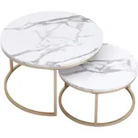 StarTech.com Table basse ronde - Ensemble 2 en 1 - 2 pièces - Diamètre 60 cm - Hauteur 44,5 cm - Blanche - Structure en métal - Design moderne