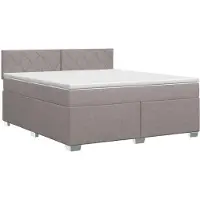 Syfax Lit Boxspring avec matelas Taupe 180 x 200 cm Tissu