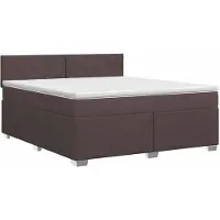 Syfax Lit Boxspring avec matelas Marron foncé 180 x 200 cm Tissu