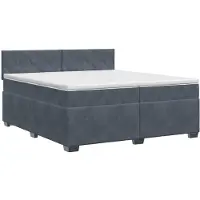 Syfax Lit boxspring avec matelas gris foncé 200 x 200 cm velours