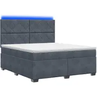 Syfax Lit Boxspring avec matelas gris foncé 180 x 200 cm velours