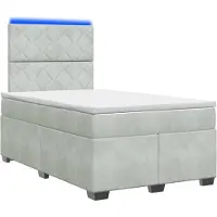 Syfax Lit boxspring avec matelas gris clair 120 x 190 cm velours