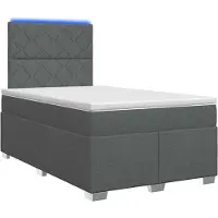 Syfax Lit boxspring avec matelas gris foncé 120 x 200 cm Tissu