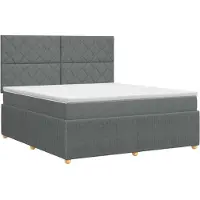 Syfax Lit boxspring avec matelas gris foncé 160 x 200 cm Tissu