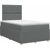 Syfax Lit boxspring avec matelas gris foncé 120 x 200 cm Tissu