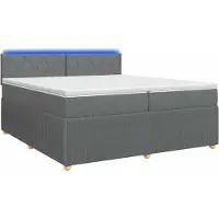 Syfax Lit boxspring avec matelas gris foncé 200 x 200 cm tissu