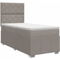 Syfax Lit Boxspring avec matelas Taupe 100 x 200 cm Tissu