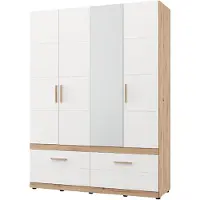 Dmora Sayul - Grande Garde-robe, 155x208h cm Blanc Mat, 2 Tiroirs