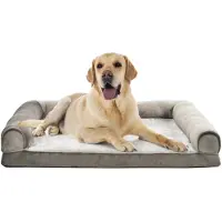 Amazon Basics Lit/Couch pour chien , modèle XL, en forme de U, en mousse, avec housse amovible et lavable, couleur taupe, dimensions : 112 x 89 x 20 cm (L x l x H)