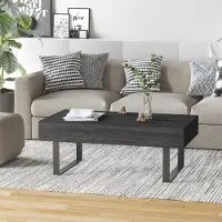 SUGIFT Table basse avec tiroir et étagère ouverte, table de salon, plateau en aggloméré et structure métallique, gris foncé | 110 x 60 x 40 cm | 25 kg