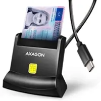Axagon CRE-SM4NC, lecteur USB-C de cartes à puce (eObčanka), modèle sur socle, câble de 1,2 m (USB 2.0, USB-C), Lecteur de carte mémoire, Noir