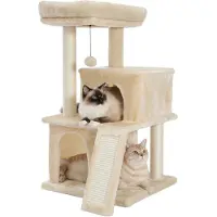 StarTech.com Arbre à chat pour intérieur - Griffoir AMT0140BG-LF - 4 niveaux - 2 cachettes - Poteaux en sisal - Hauteur 104 cm - Taille L