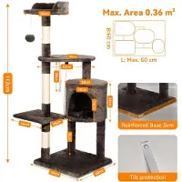 StarTech.com Arbre à chat - Modèle PE00113002. Tour d'escalade d'intérieur - Multi-étages - Griffoirs - Maison pour chat - Plateformes de repos rembourrées - Bois