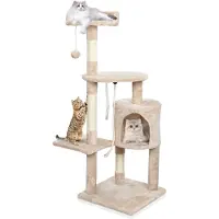 StarTech.com Arbre à chat d'intérieur - Modèle PE00113001 - Bois - 5 niveaux ou plus - Poteaux à gratter et maison pour chat - Plateformes de repos rembourrées - Couleur PE00113001