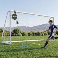 Vevor But de Football 3,65x1,82 m Cage de Foot en PVC avec Filet en PE