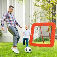 SUGIFT Réseau de rebond pliable pour le football, filet de rebond réglable, ventilateur sur pied avec structure métallique, rouge | 128 x 118 x 120 cm | 4 équerres | Filet en PE résistant aux intempéries