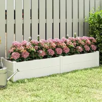 SUGIFT Jardinière surélevée en plastique à emboîter, bac à plantes et châssis de culture à monter soi-même, blanc | 197 x 54 x 33 cm | 11 kg | résistante aux intempéries