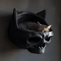 Decords Lit mural pour animaux de compagnie de style dark fantasy avec motif de crâne – Dimensions : 50 cm