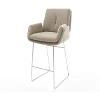 DELIFE Chaise-de-bar Clea-Flex Bouclé Boue Pied trapèze acier inoxydable Argent