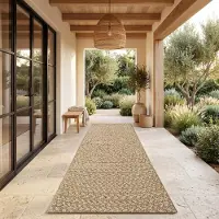 Paco Home Tapis d'extérieur, résistant aux intempéries, pour balcon ou salon, style bohème, motif géométrique, en sisal, couleur unie beige, dimensions 80x250 cm