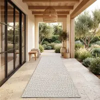 Paco Home Tapis d'extérieur, résistant aux intempéries, pour balcon ou salon, style bohème, motif géométrique, en sisal, couleur unie, crème, dimensions 80x250 cm