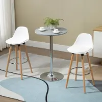 SUGIFT Ensemble de 2 tabourets de bar au design scandinave, avec dossier, revêtus en similicuir, structure en bois de hêtre | 43 x 43 x 91 cm | Blanc