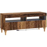 vidaXL Étagère LED pour télévision, 3 pièces, en bois de récupération et en panneaux de particules
