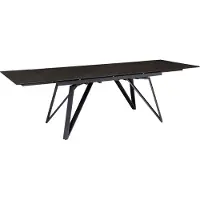 Wohnling Table de salle à manger 180 260 cm extensible Céramique Verre Noir Table en céramique Grande table de cuisine design Rectangulaire Table à manger Extravagante