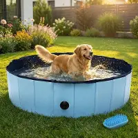 OEM Baignoire pour chien Ø 120 cm x H 30 cm, baignoire résistante, antidérapante et peu encombrante, pour l'intérieur et l'extérieur