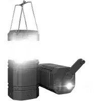 Unyqoos Lampe solaire portable – Batterie de 3000 mAh, lanterne LED à 360° avec fonction lampe de poche, chargement USB/Micro-USB, pliable, étanche IPX4, en ABS