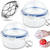 OEM Lot de 2 boîtes de conservation, 9,5 × 10 cm, boîtes transparentes pour fruits (citrons, raisins, pommes, en-cas) avec 1 paire de ciseaux à fruits en acier inoxydable