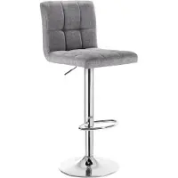 BellaFurn Tabouret de bar pivotant et réglable, avec dossier et assise en lin | Gris clair | 44x38x92-114 cm