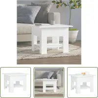 The Living Store Table basse blanche 55x55x42 cm bois composite